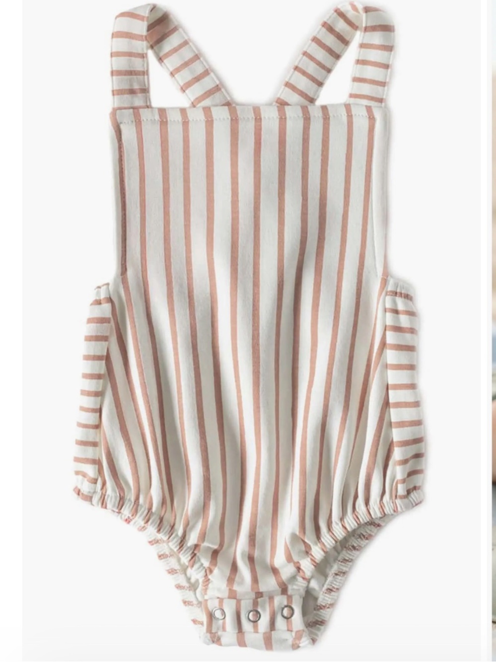 Striped Pink and White One-Piece Romper + Matching Bucket Hat